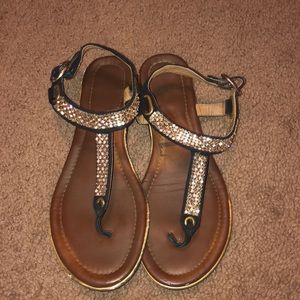 Cute comfy gold sparkle sandals